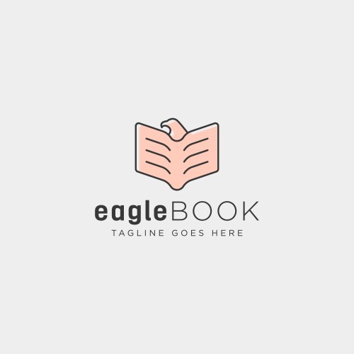 Eagle or bird book education line logo template vector image