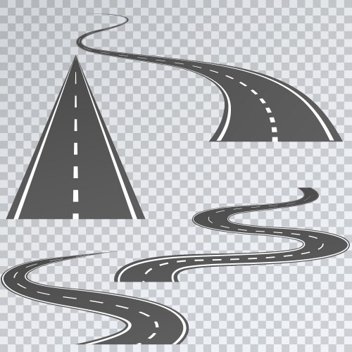 Road with white stripes on a plaid background set vector image