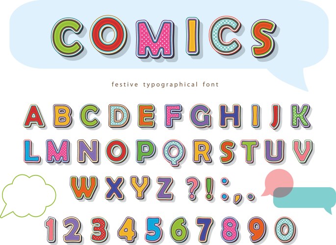 Comic font design funny pop art letters vector image