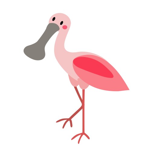 standing roseate spoonbill bird animal cartoon vector image