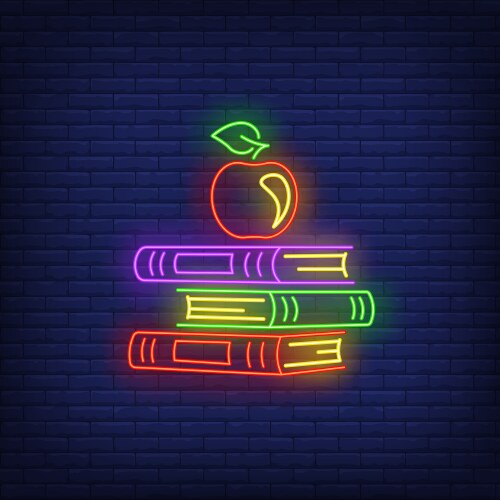 School textbooks neon sign vector image