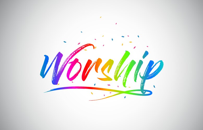 Worship creative word text with handwritten vector image