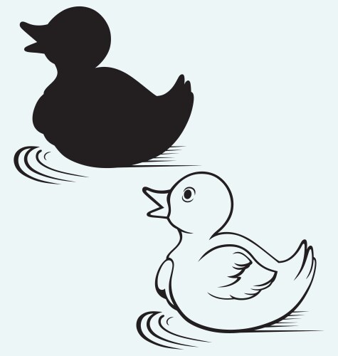 Silhouette duckling vector image