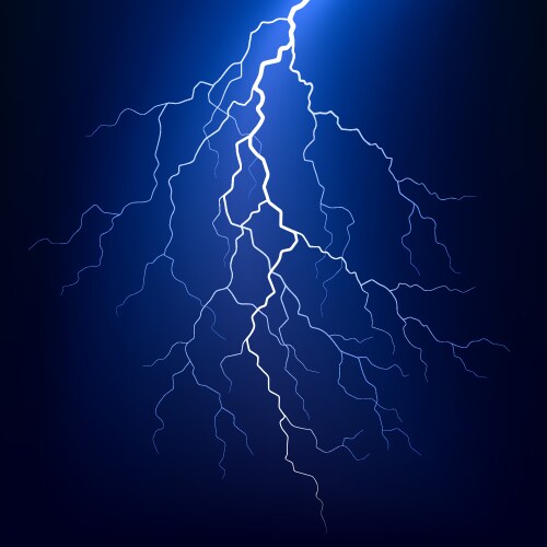 Lightning bolt at night vector image