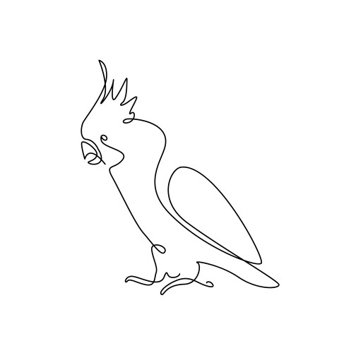 cockatoo parrots bird one line outline vector image