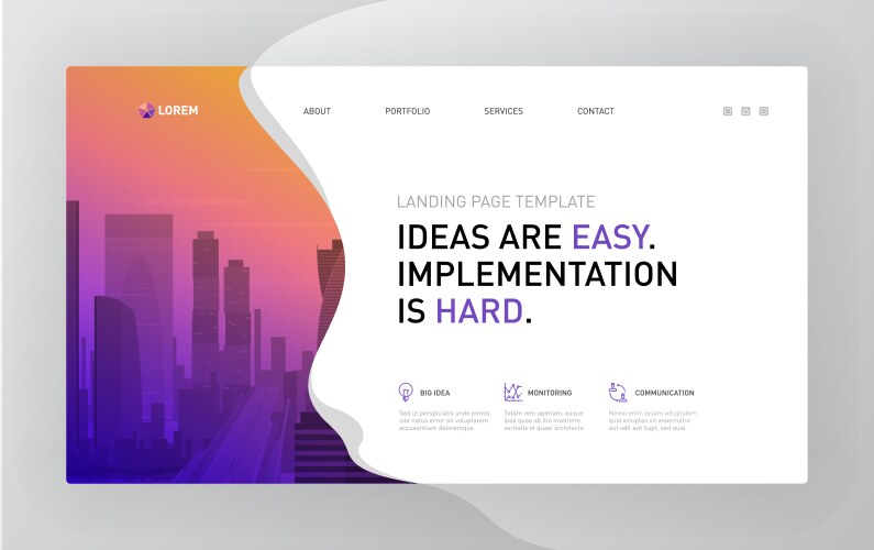 Landing page template for business vector image