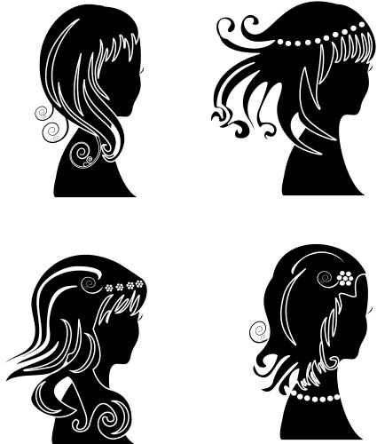 Set of women with beauty hair vector image