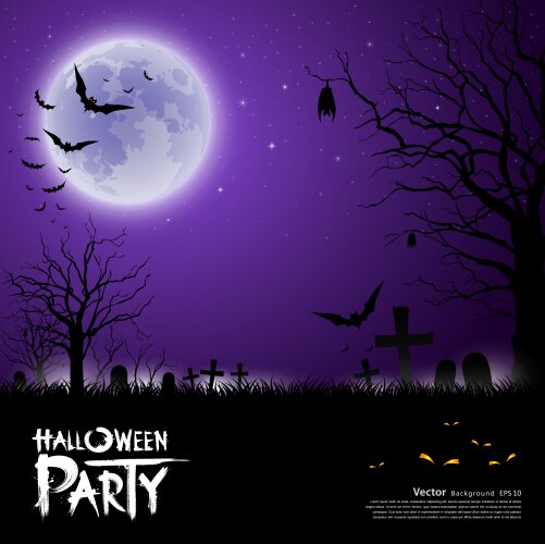 Happy halloween scary on purple background vector image