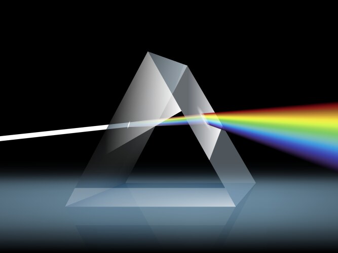 3d light passing through a triangular prism vector image