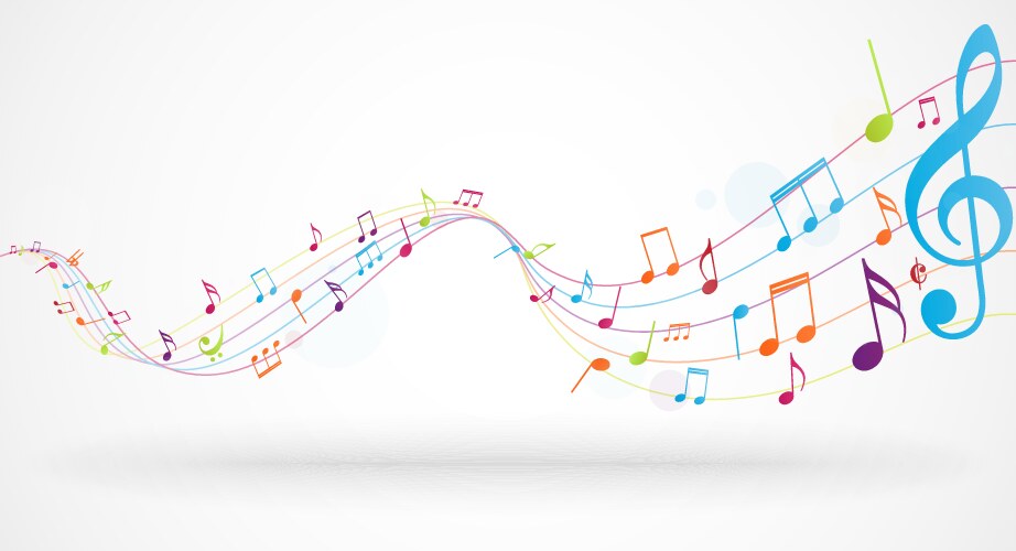 Colorful music notes background vector image