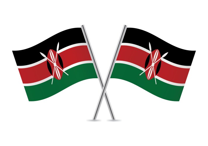 Kenya crossed flags vector image