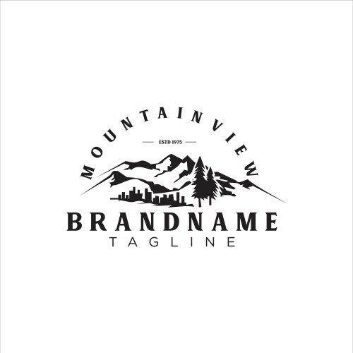 Mountain and sea for outdoor adventure emblem logo vector image