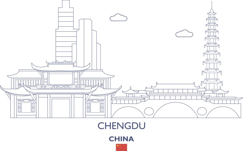 Chengdu city skyline vector image