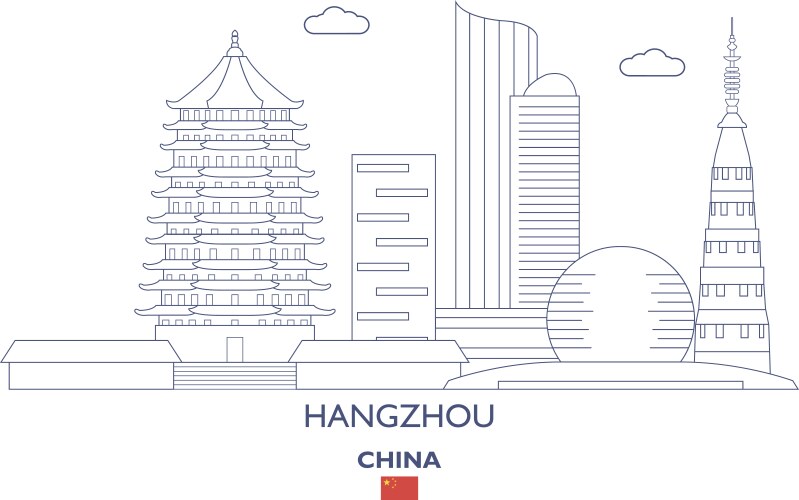 Hangzhou city skyline vector image