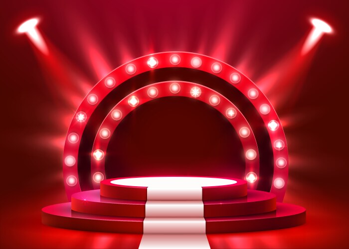 Abstract round podium with white carpet vector image