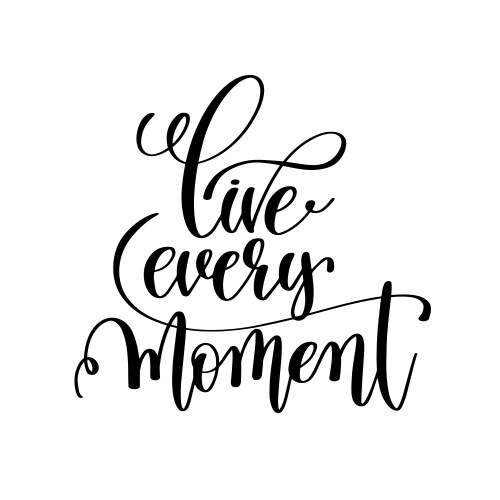 Live every moment black and white handwritten vector image