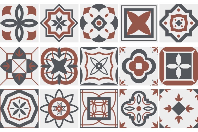 Collection of seamless geometric mosaic patterns vector image