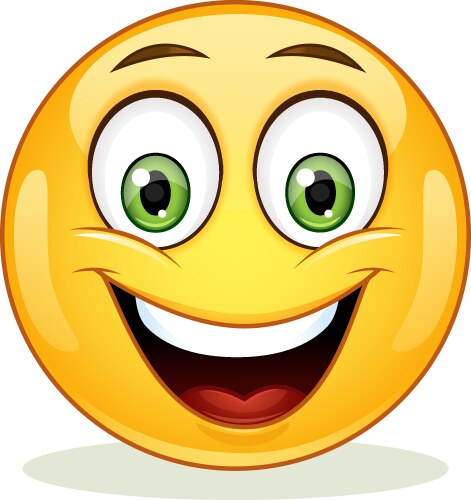 Emoticon with big toothy smile vector image