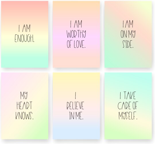 good vibes affirmations cards of self love vector image