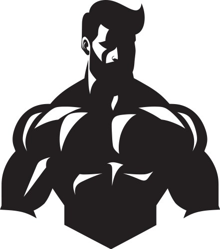 Silhouette strength bold bodybuilder stylemuscle vector image