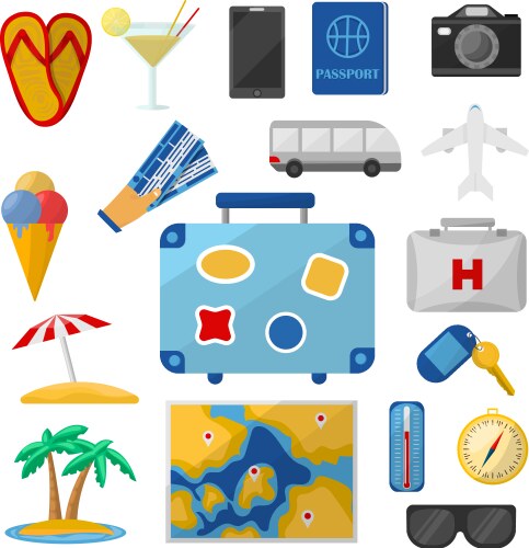 Travel elements set vector image