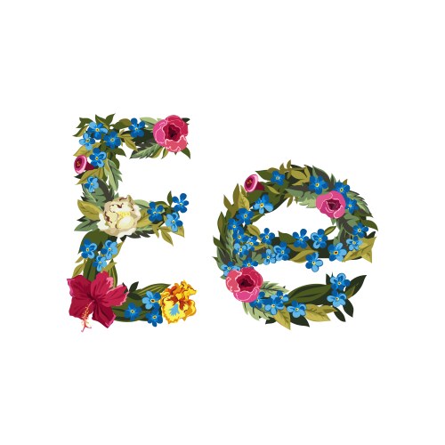 Beautiful floral alphabet with flowers vector image