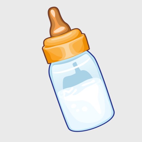 Baby bottle full of milk closeup vector image