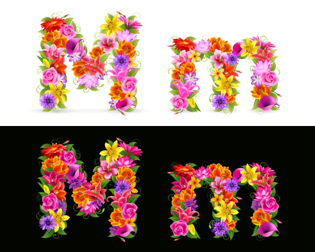 Flower font vector image