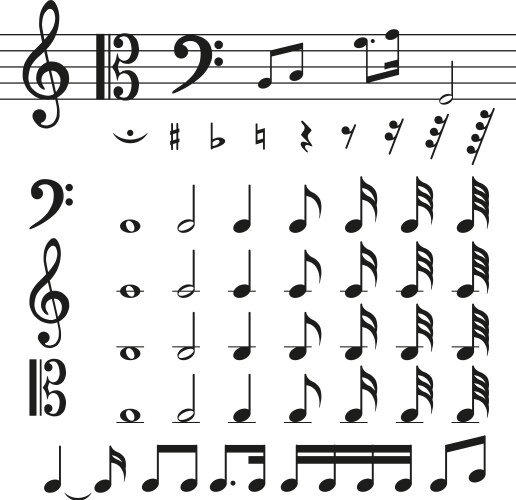 Icons set music note vector image