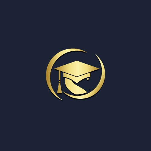 Graduation hat gold logo vector image