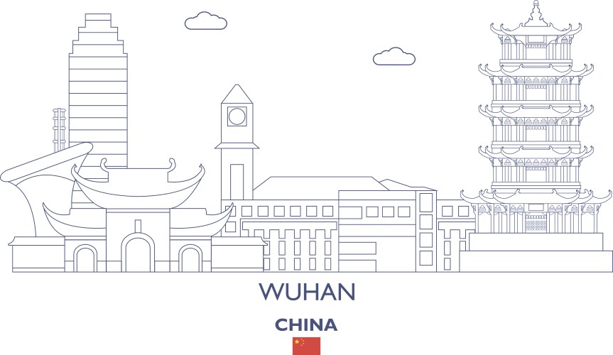 Wuhan city skyline vector image