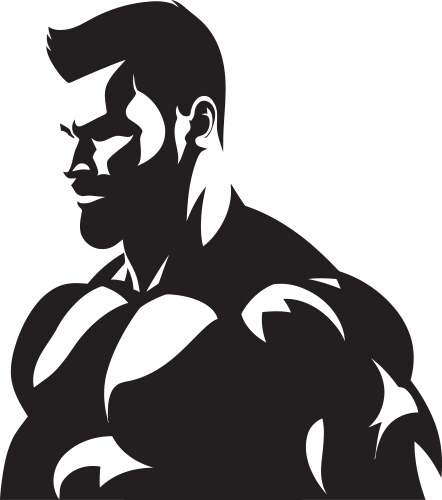 Silhouette strength inked bodybuilder artmuscle vector image