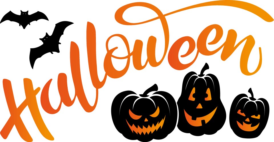 Banner with lettering halloween bats and pumpkins vector image