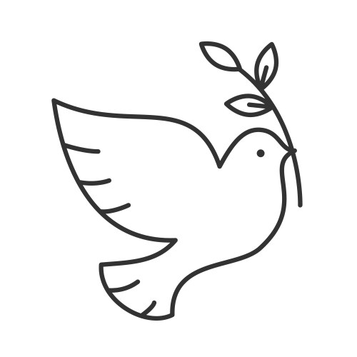 Dove with olive brunch linear icon vector image