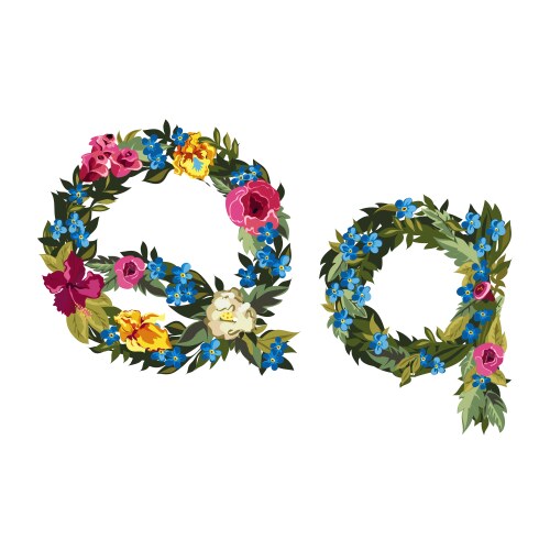 Beautiful floral alphabet with flowers vector image