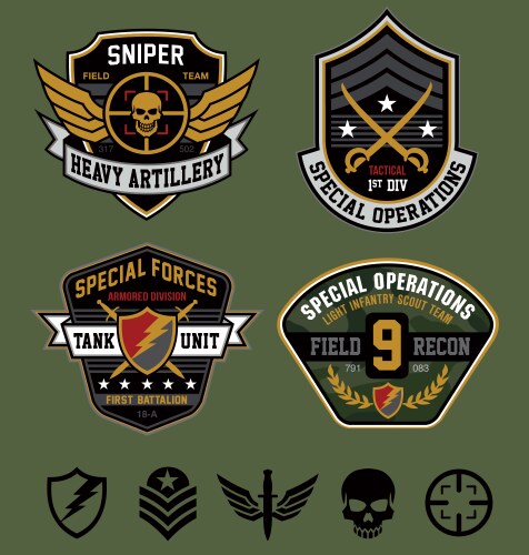 Special ops military patches vector image