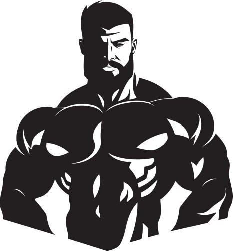 Silhouette strength inked designmuscle noir vector image