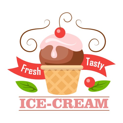 Fresh tasty ice-cream icon logo icecream in cone vector image