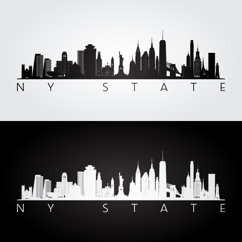 new york state skyline and landmarks silhouette vector image