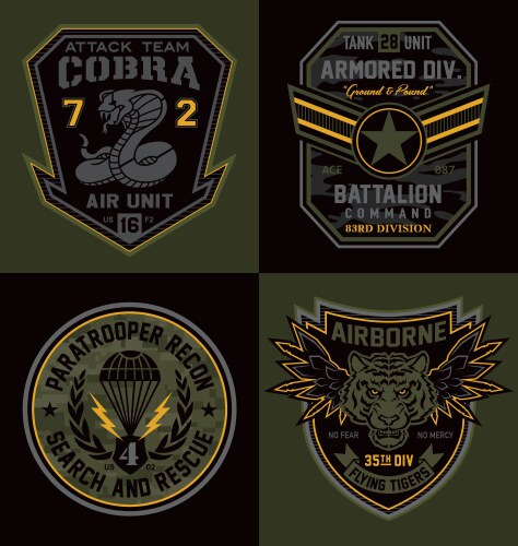 Special unit military emblems graphics vector image