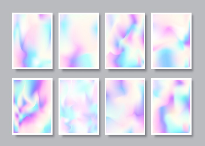 Set hologram gradient texture background vector image