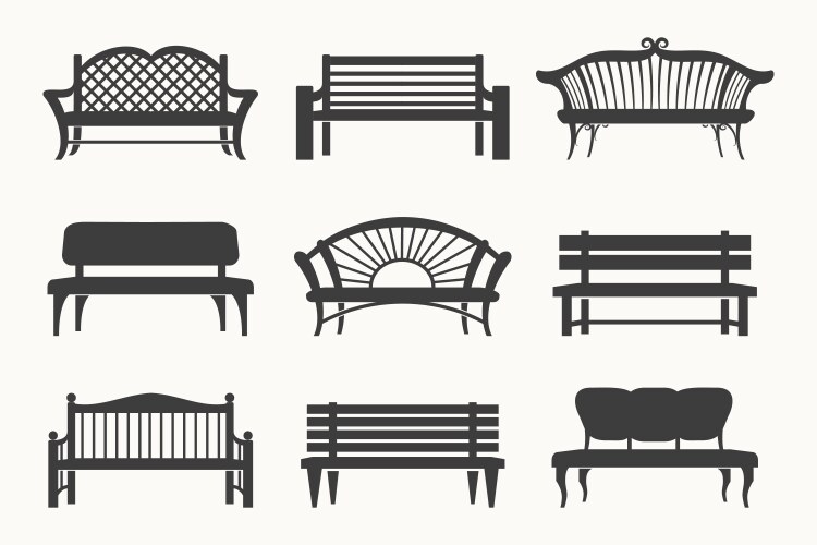 Outdoor benches icons vector image