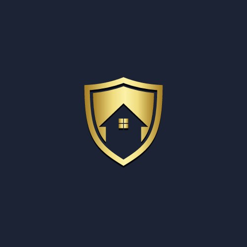 Shield protection home gold logo vector image