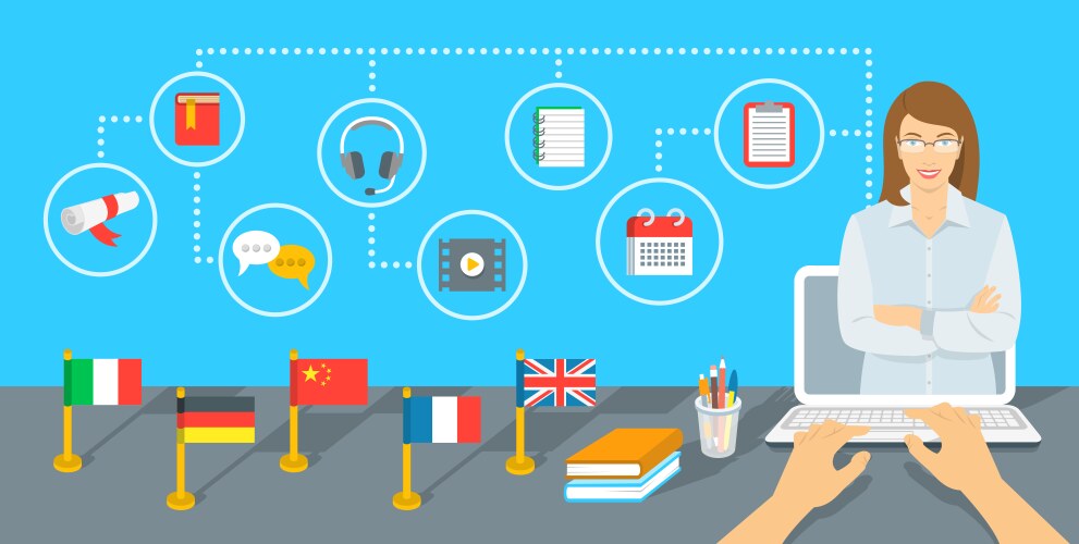 online internet language courses flat vector image