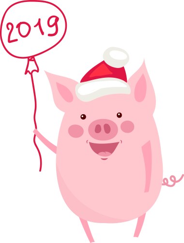 Funny card design with cute cartoon pig vector image