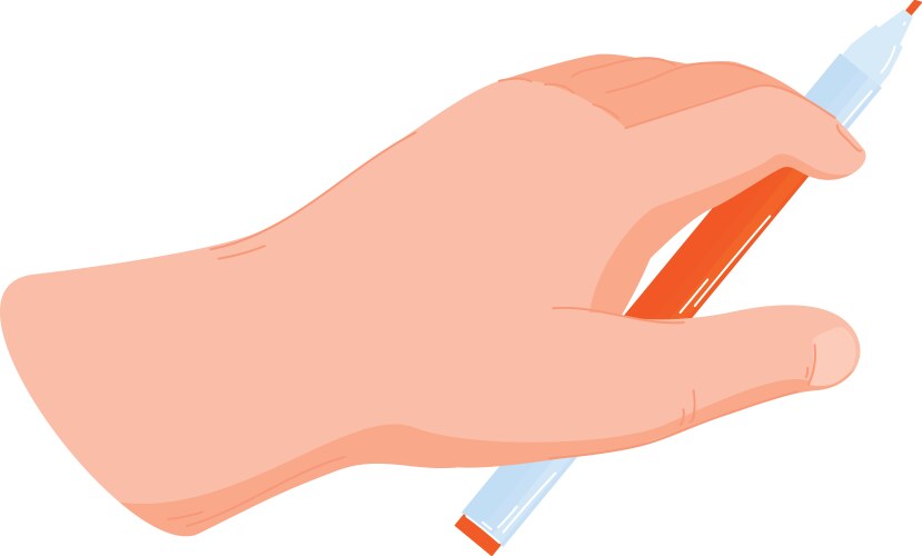 Hand holding marker closeup drawing vector image