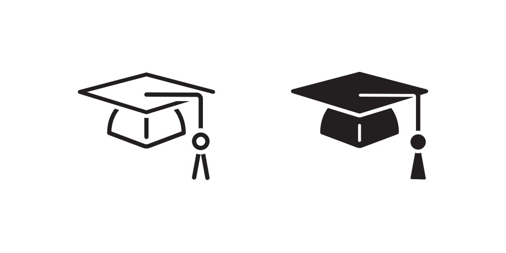 graduation cap icon line and glyph version vector image