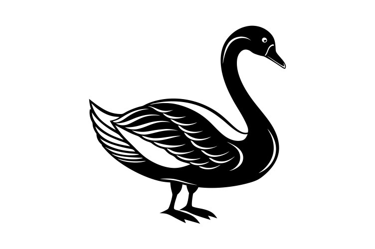 Elegant bewick swan silhouette - graceful black vector image