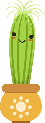 Cute houseplant character cartoon green smiling vector image