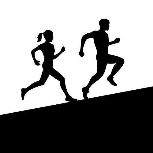 Men and women running silhouette vector image